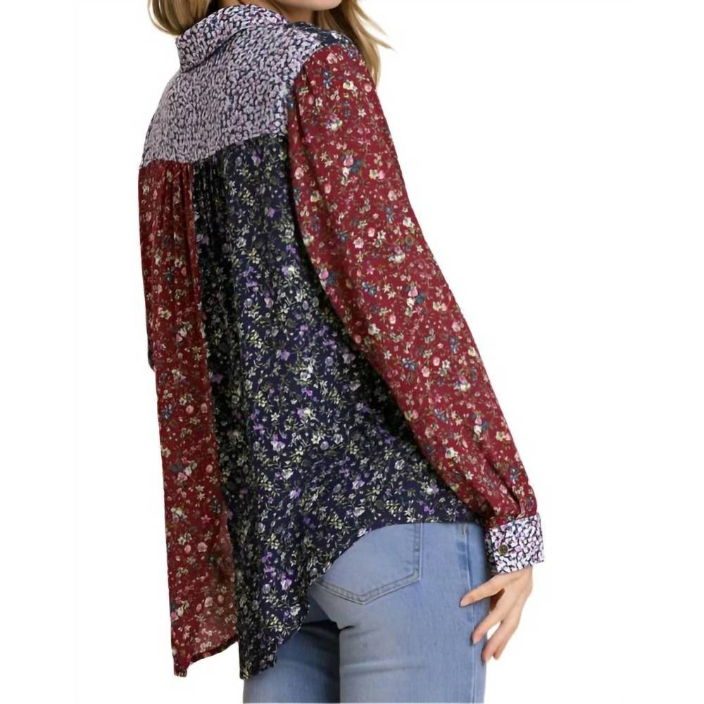NEW EASEL long sleeve print mix button down shirt in mixed floral - Picture 2 of 4